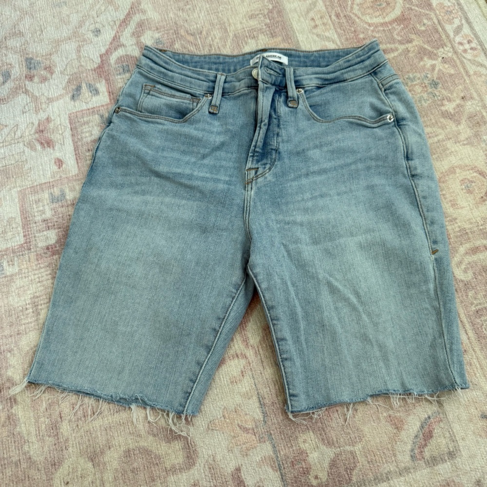 Good American Light Blue Denim Bermuda Shorts